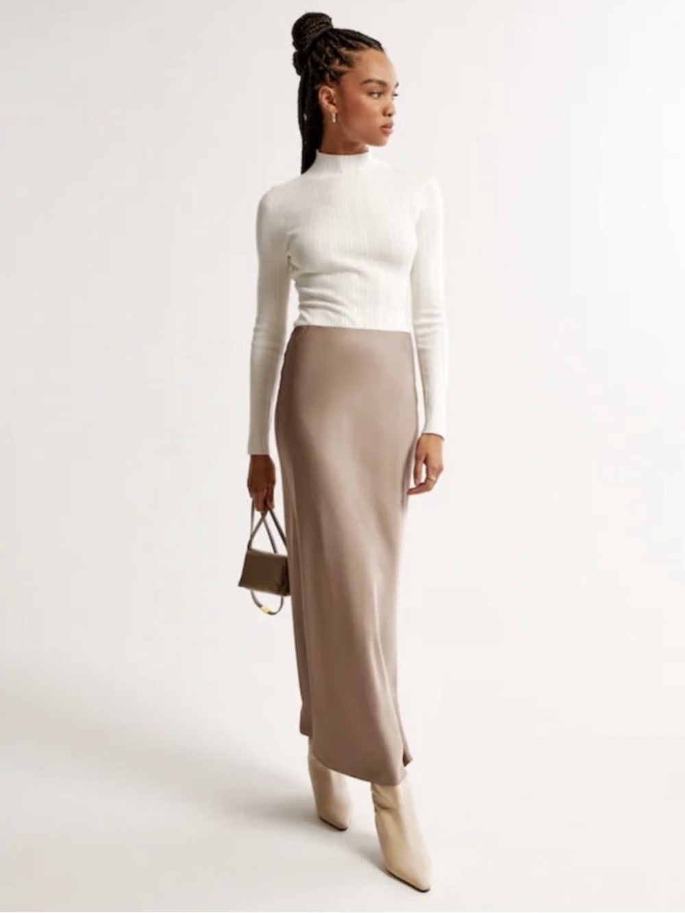 A+F Elevated Satin Column Maxi Skirt